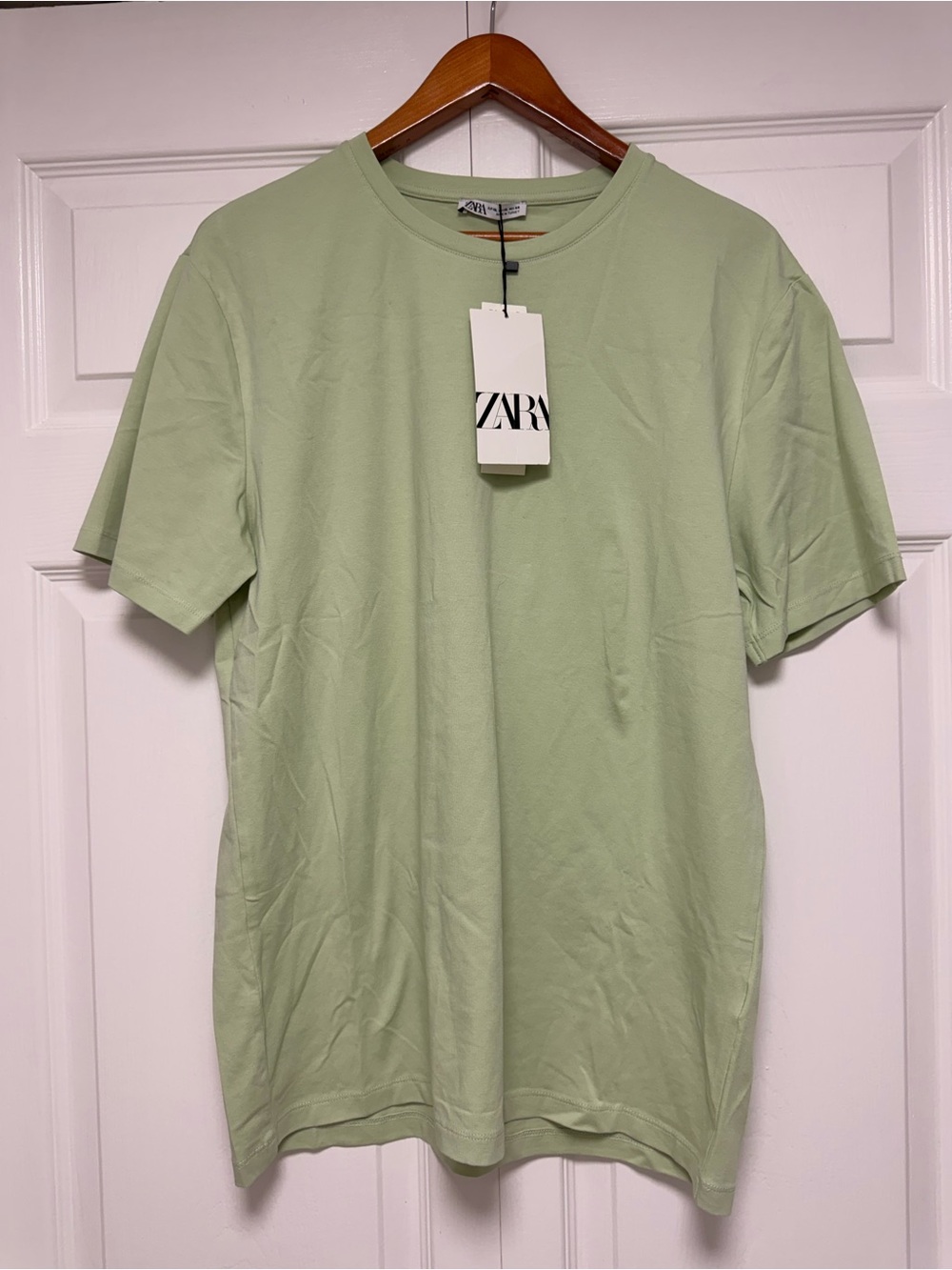 NWT ZARA Basic Men's Crew Neck T-Shirt Sage Green Size XL